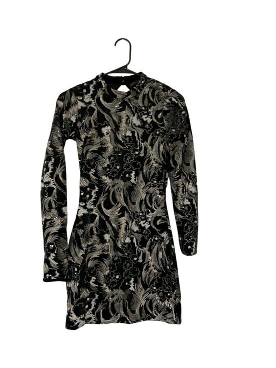 Zara Dresses & Skirts - Zara Womens Embroidered Short Velvet Dress Small Black Sand Floral 1058/802 NWT